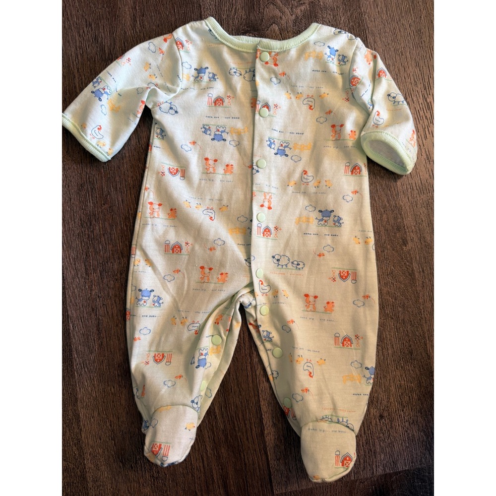 Miniwear Baby Newborn Farm Animal Print Footed Sleeper Mint Green Snaps 154511N6